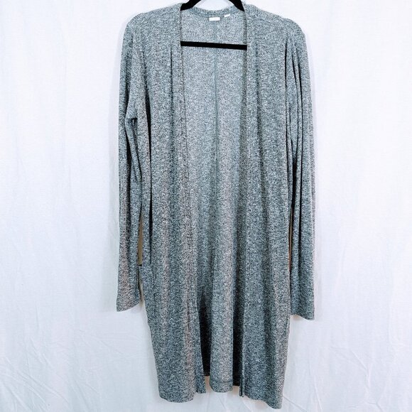 Gap Gray & White Ribbed Long Cardigan Sweater Size XS - Picture 1 of 3
